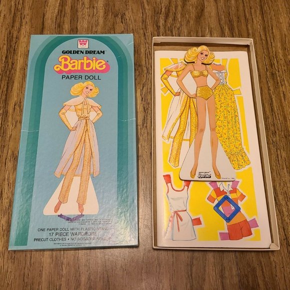 Vintage 1982 Golden Dream Barbie 17 PC Paper Doll Box Set Un-Cut - Picture 3 of 12